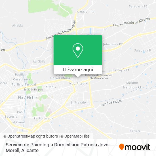 Mapa Servicio de Psicología Domiciliaria Patricia Jover Morell