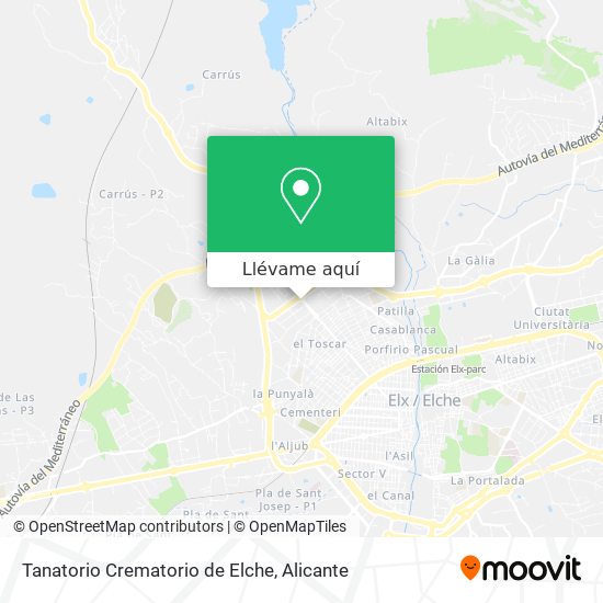 Mapa Tanatorio Crematorio de Elche