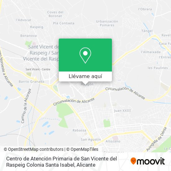 Mapa Centro de Atención Primaria de San Vicente del Raspeig Colonia Santa Isabel