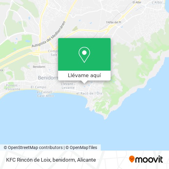 Mapa KFC Rincón de Loix, benidorm