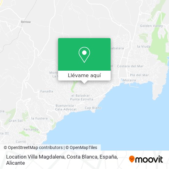 Mapa Location Villa Magdalena, Costa Blanca, España