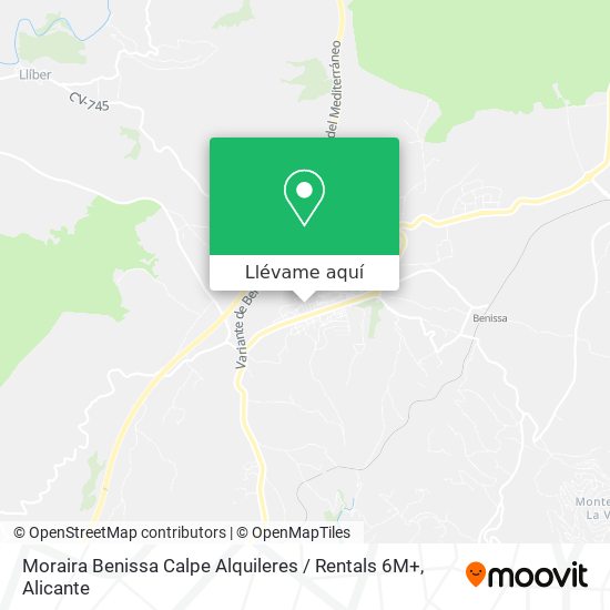 Mapa Moraira Benissa Calpe Alquileres / Rentals 6M+