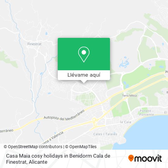 Mapa Casa Maia cosy holidays in Benidorm Cala de Finestrat