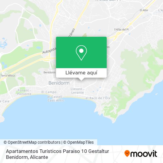 Mapa Apartamentos Turísticos Paraiso 10 Gestaltur Benidorm