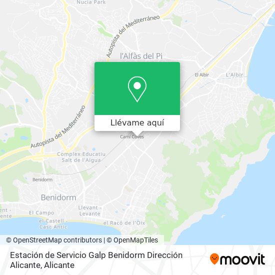 Mapa Estación de Servicio Galp Benidorm Dirección Alicante