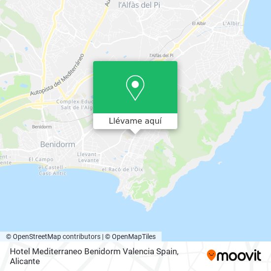 Mapa Hotel Mediterraneo Benidorm Valencia Spain