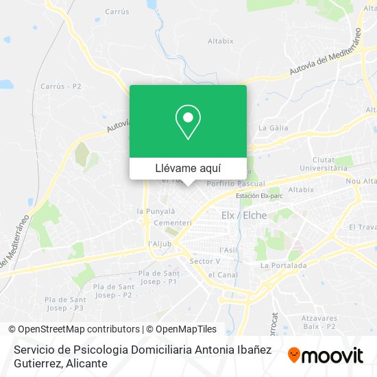 Mapa Servicio de Psicologia Domiciliaria Antonia Ibañez Gutierrez