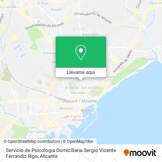 Mapa Servicio de Psicologia Domiciliaria Sergio Vicente Ferrandiz Rigo
