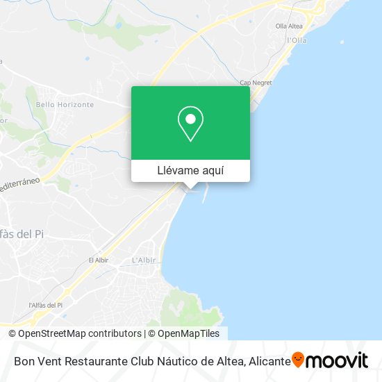 Mapa Bon Vent Restaurante Club Náutico de Altea