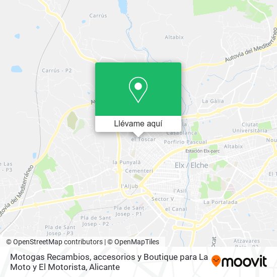 Mapa Motogas Recambios, accesorios y Boutique para La Moto y El Motorista