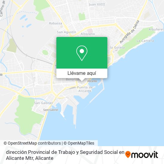 Mapa dirección Provincial de Trabajo y Seguridad Social en Alicante Mtr