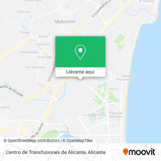 Mapa Centro de Transfusiones de Alicante