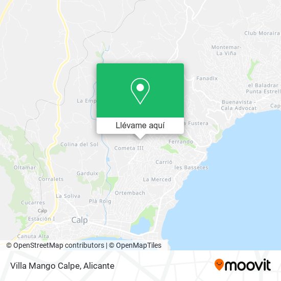 Mapa Villa Mango Calpe