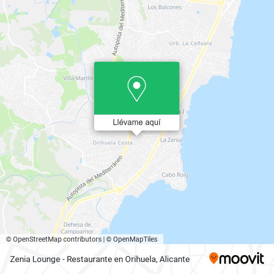 Mapa Zenia Lounge - Restaurante en Orihuela