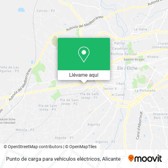 Mapa Punto de carga para vehículos eléctricos