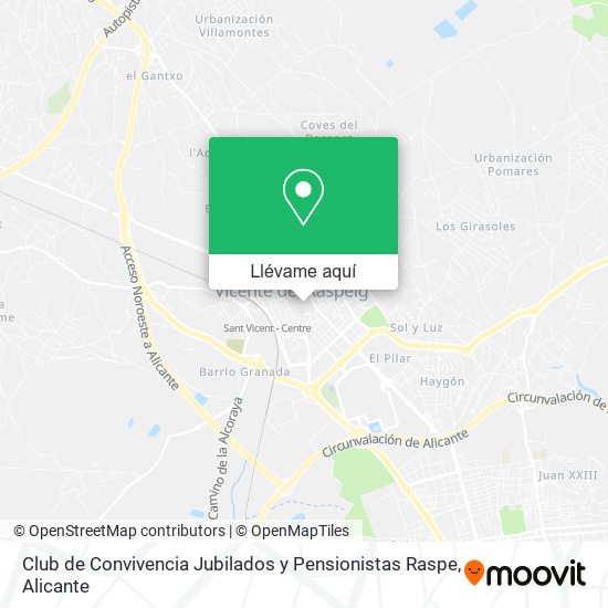 Mapa Club de Convivencia Jubilados y Pensionistas Raspe