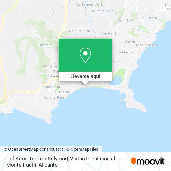 Mapa Cafetería Terraza Solymar( Vistas Preciosas al Monte Ifach)