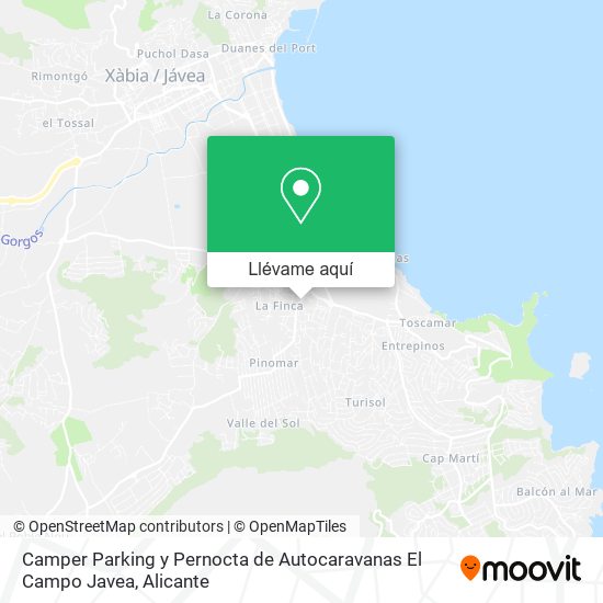 Mapa Camper Parking y Pernocta de Autocaravanas El Campo Javea