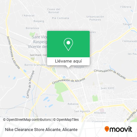 Cómo llegar a Nike Clearance Store Alicante en San Vicente Raspeig en Autobús, Tren ligero o Tren?