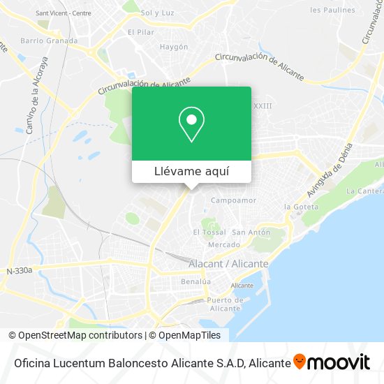 Mapa Oficina Lucentum Baloncesto Alicante S.A.D