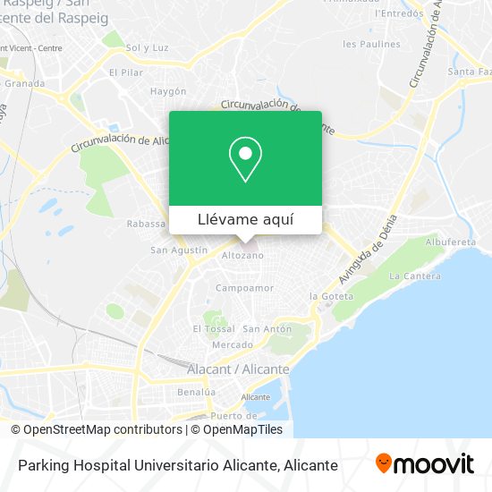 Mapa Parking Hospital Universitario Alicante