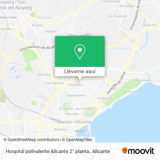 Mapa Hospital polivalente Alicante 2° planta.