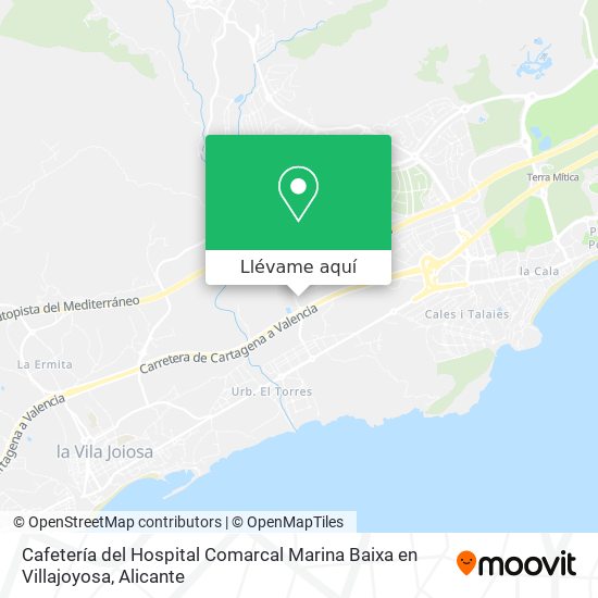 Mapa Cafetería del Hospital Comarcal Marina Baixa en Villajoyosa