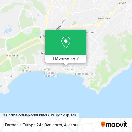 Mapa Farmacia Europa 24h Benidorm