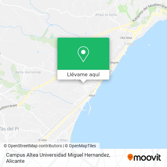 Mapa Campus Altea Universidad Miguel Hernandez