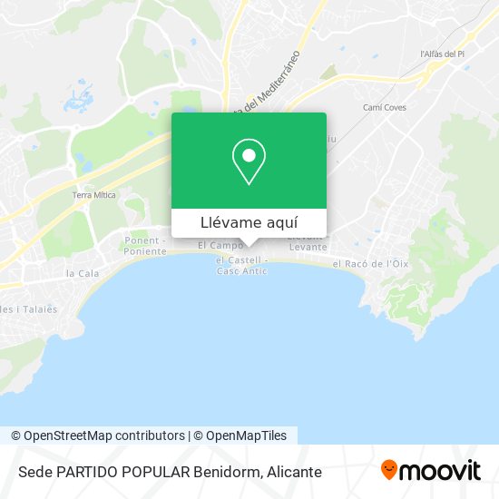 Mapa Sede PARTIDO POPULAR Benidorm
