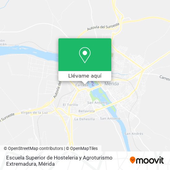 Mapa Escuela Superior de Hosteleria y Agroturismo Extremadura