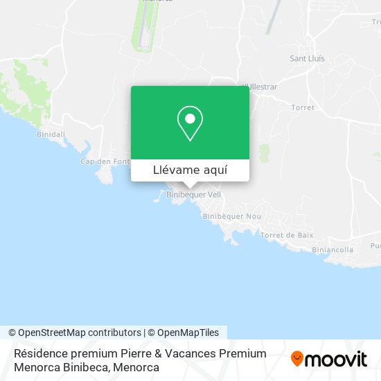 Mapa Résidence premium Pierre & Vacances Premium Menorca Binibeca