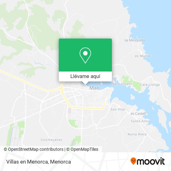 Mapa Villas en Menorca