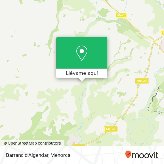 Mapa Barranc d'Algendar