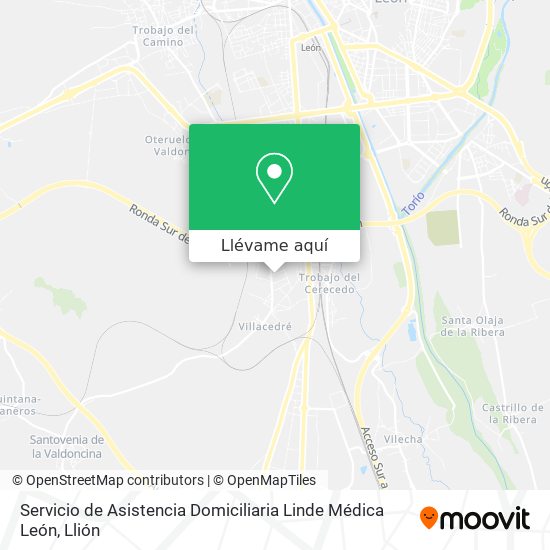 Mapa Servicio de Asistencia Domiciliaria Linde Médica León