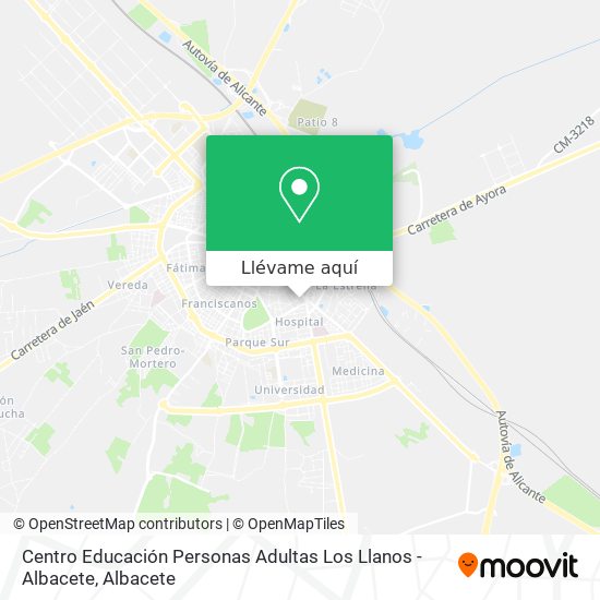 Mapa Centro Educación Personas Adultas Los Llanos - Albacete