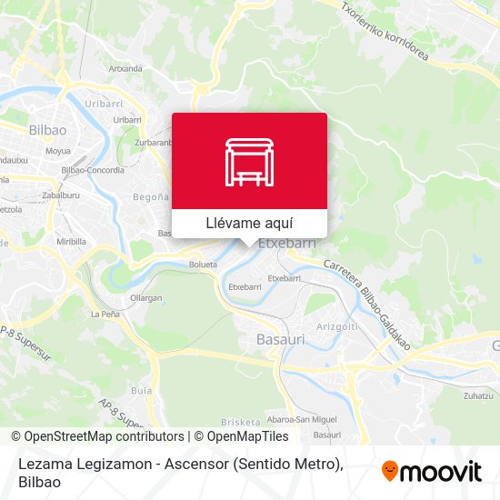 Mapa Lezama Legizamon - Ascensor (Sentido Metro)
