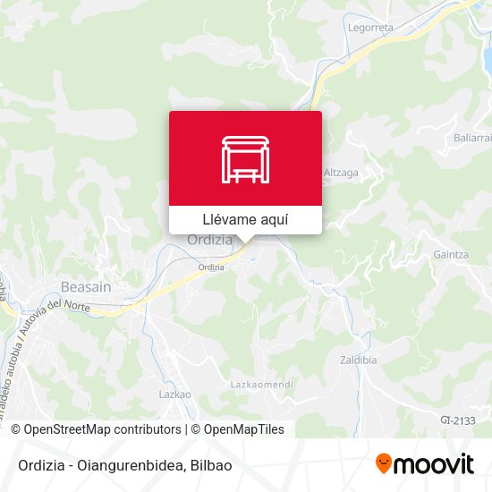 Mapa Ordizia - Oiangurenbidea