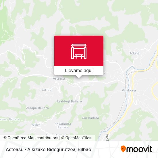 Mapa Asteasu - Alkizako Bidegurutzea