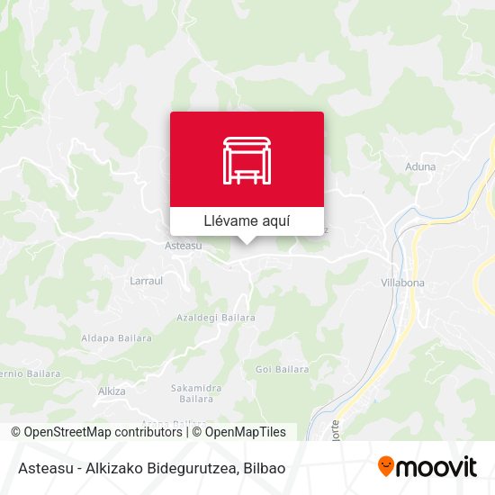 Mapa Asteasu - Alkizako Bidegurutzea