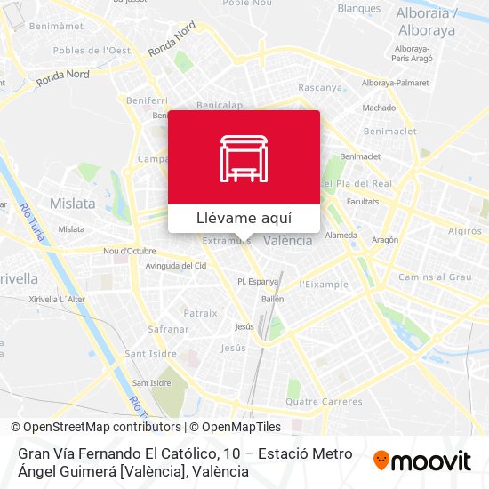 Mapa Gran Vía Fernando El Católico, 10 – Estació Metro Ángel Guimerá [València]