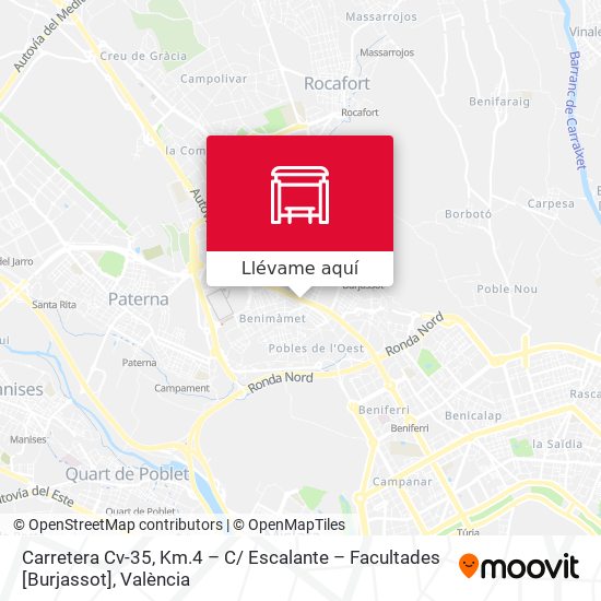 Mapa Carretera Cv-35, Km.4 – C/ Escalante – Facultades [Burjassot]