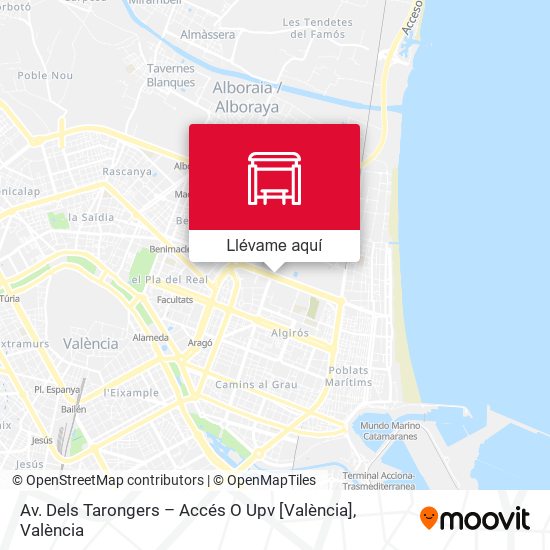 Mapa Av. Dels Tarongers – Accés O Upv [València]