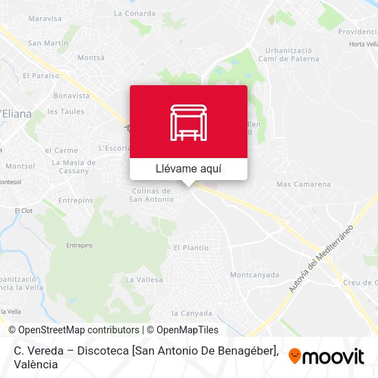 Mapa C. Vereda – Discoteca [San Antonio De Benagéber]