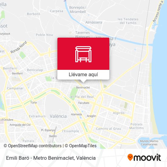 Mapa Emili Baró - Metro Benimaclet