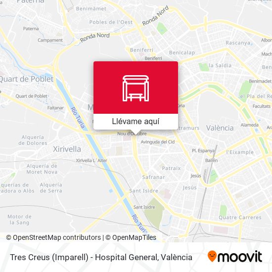 Mapa Tres Creus (Imparell) - Hospital General