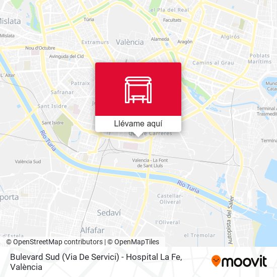 Mapa Bulevard Sud (Via De Servici) - Hospital La Fe