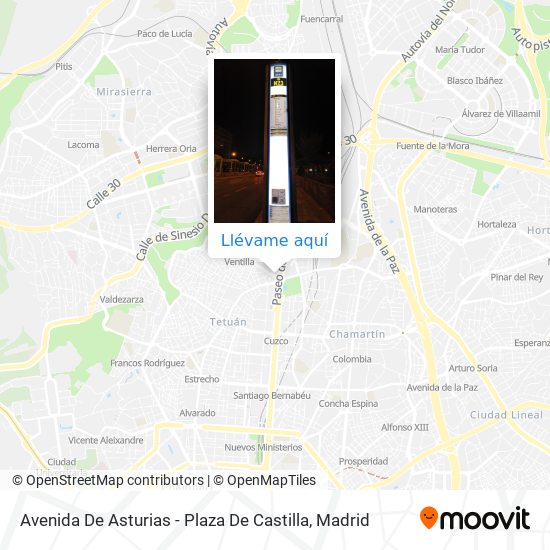 Mapa Avenida De Asturias - Plaza De Castilla