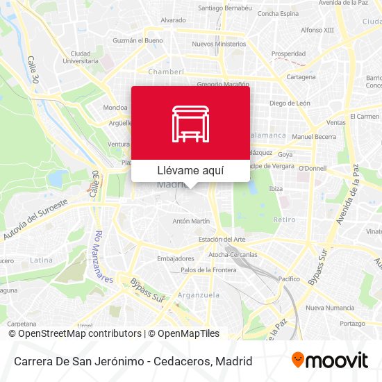 Mapa Carrera De San Jerónimo - Cedaceros