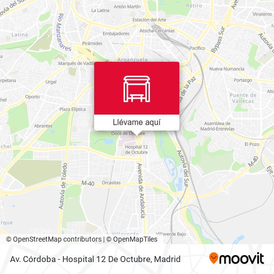 Mapa Av. Córdoba - Hospital 12 De Octubre